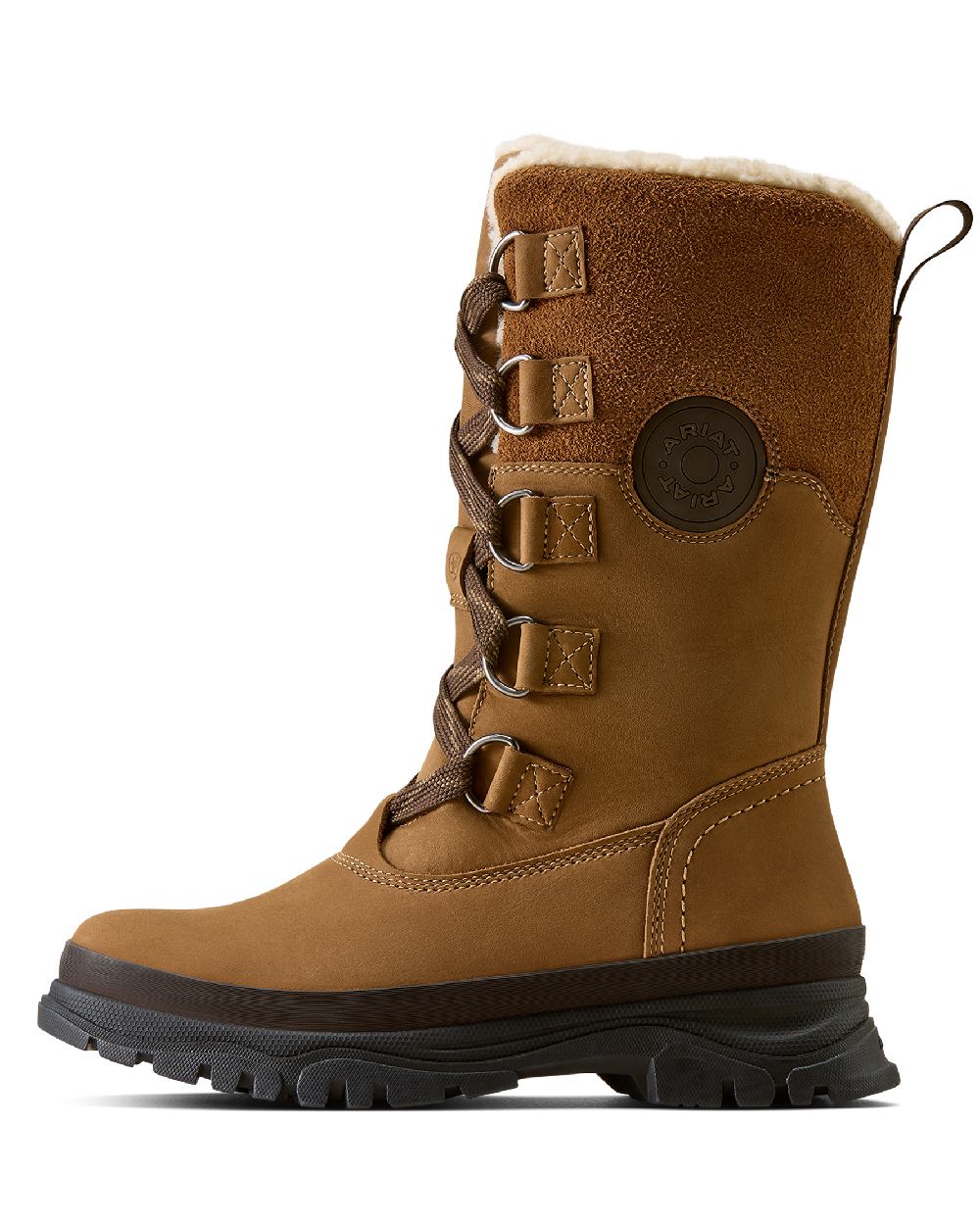Dark Earth coloured Ariat Womens Wetherby Waterproof Insulated Boots on white background 