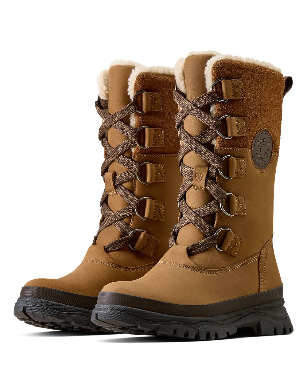 Dark Earth coloured Ariat Womens Wetherby Waterproof Insulated Boots on white background 