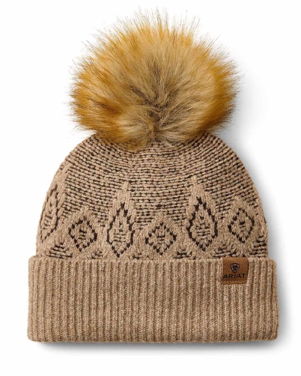 Earth Heather coloured Ariat Willow Beanie on beige background 