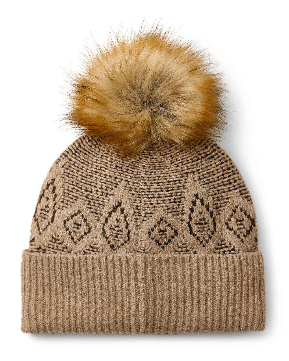Earth Heather coloured Ariat Willow Beanie on beige background 