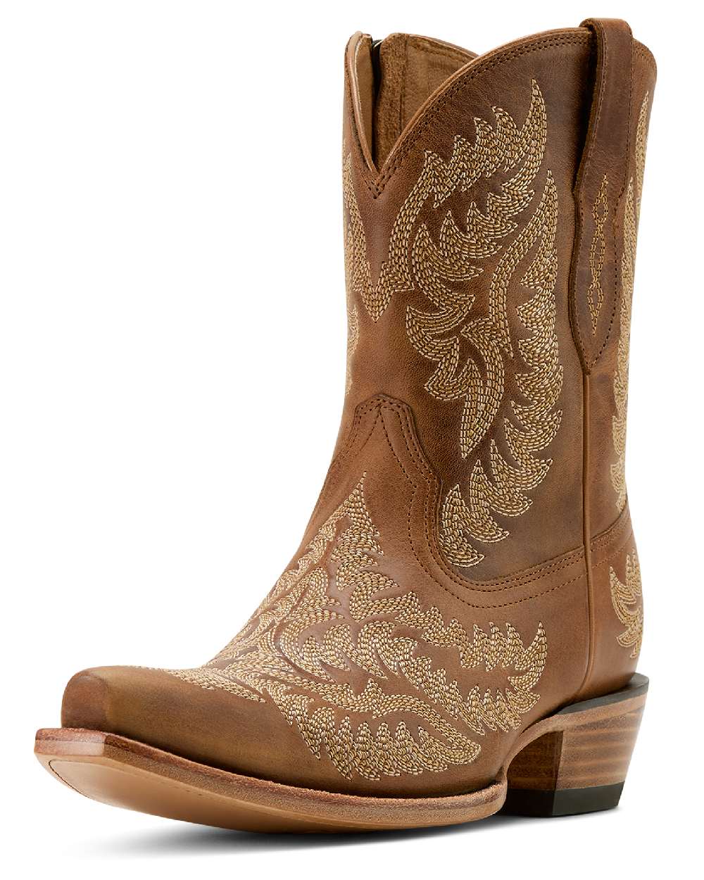 Shades of Grain coloured Ariat Womens Cate X Toe Western Boots on white background 