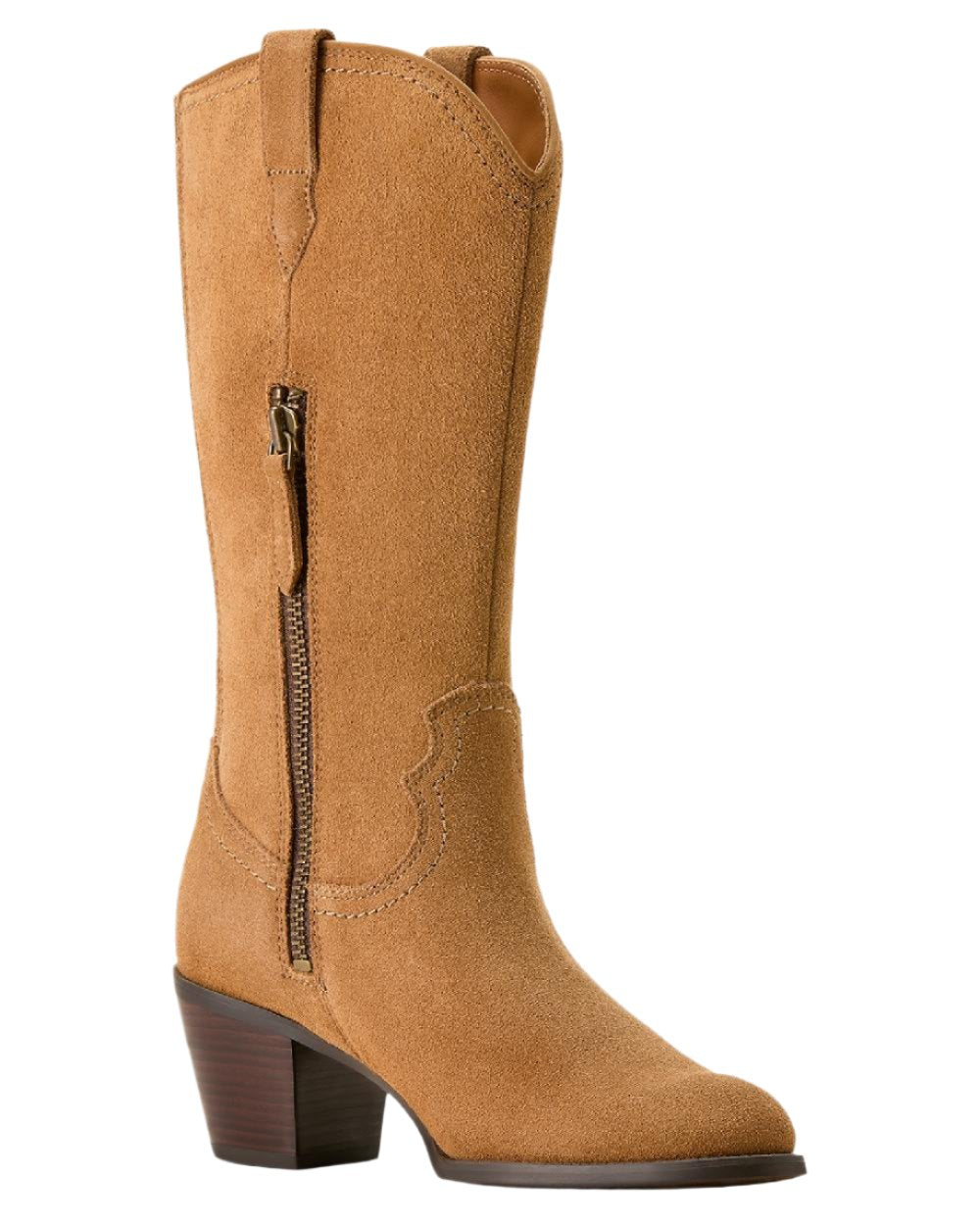 Carmel Suede Coloured Ariat Womens Addison Boot on white background 