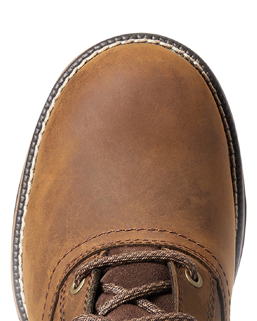 Distressed Brown Coloured Ariat Womens Anthem Round Toe Lacer Waterproof Boot on white background 
