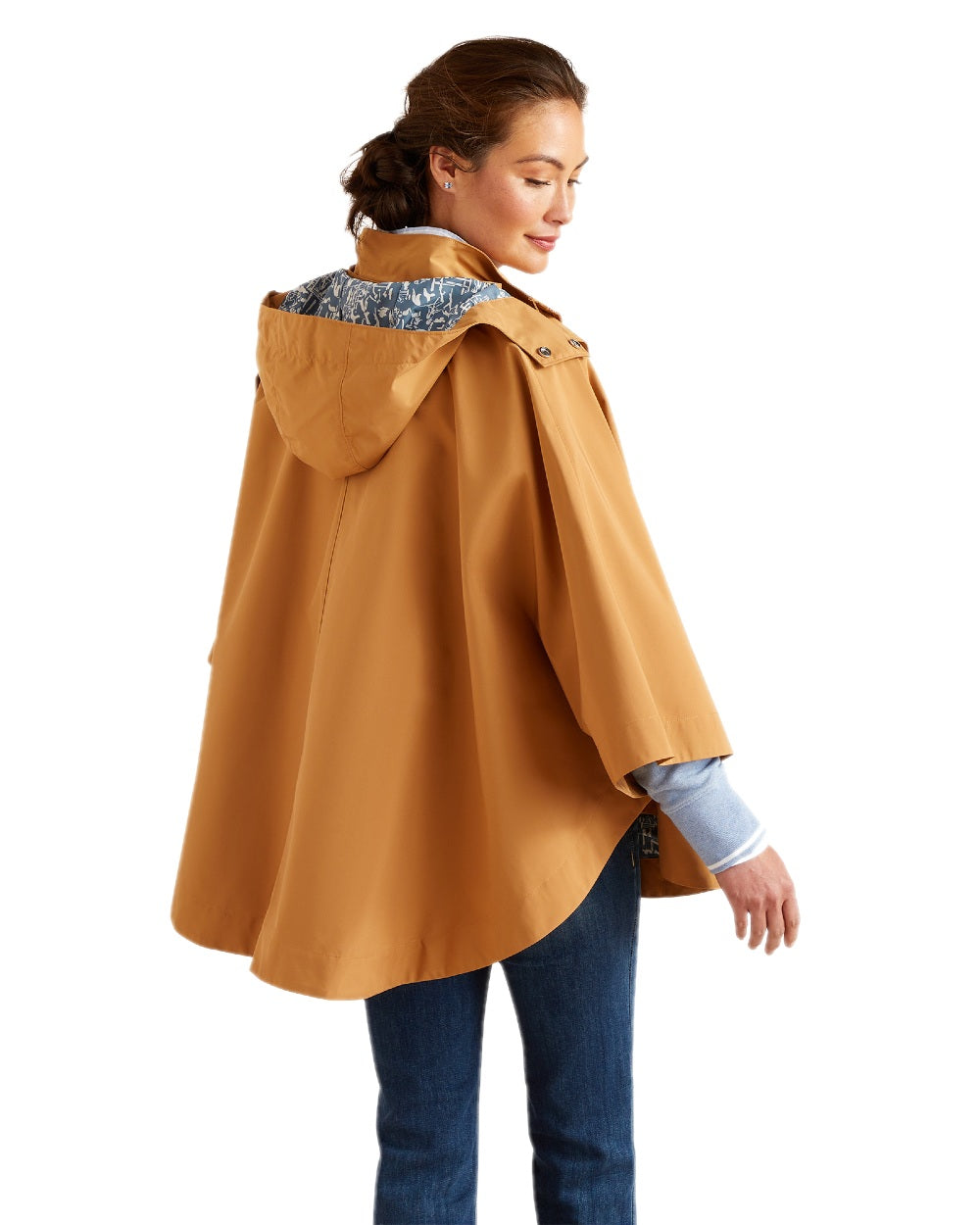 Travertine Coloured Ariat Womens Anza Waterproof Cape on white background 