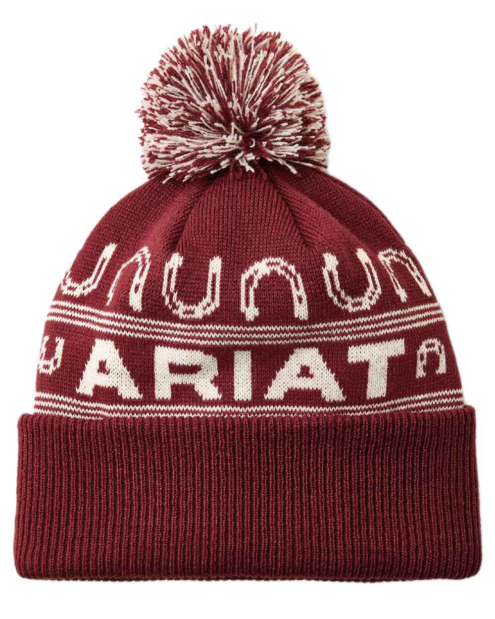 Burgundy Coloured Ariat Womens Apres Ski Beanie on white background 