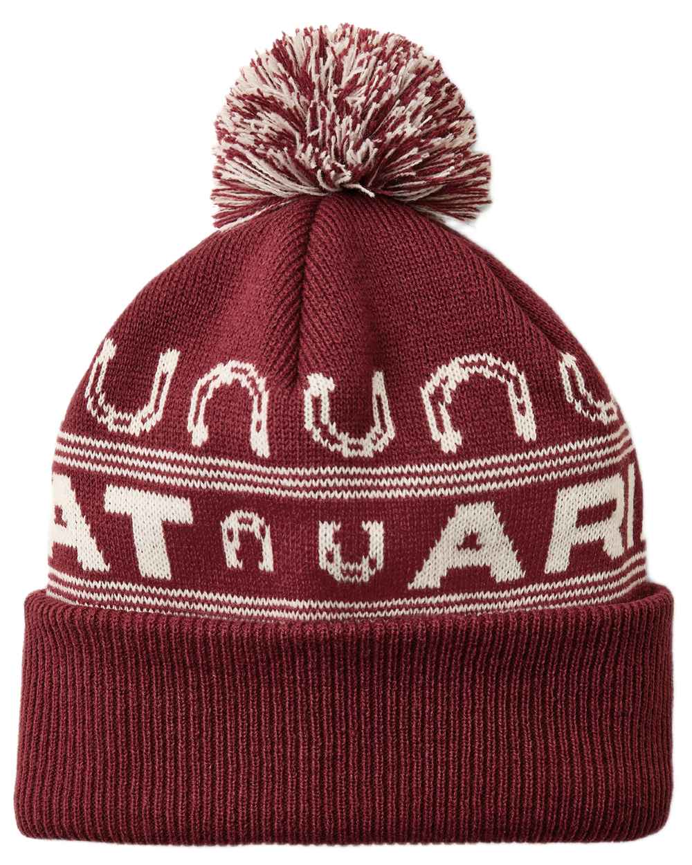 Burgundy Coloured Ariat Womens Apres Ski Beanie on white background 
