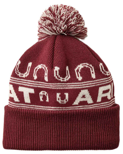 Burgundy Coloured Ariat Womens Apres Ski Beanie on white background 