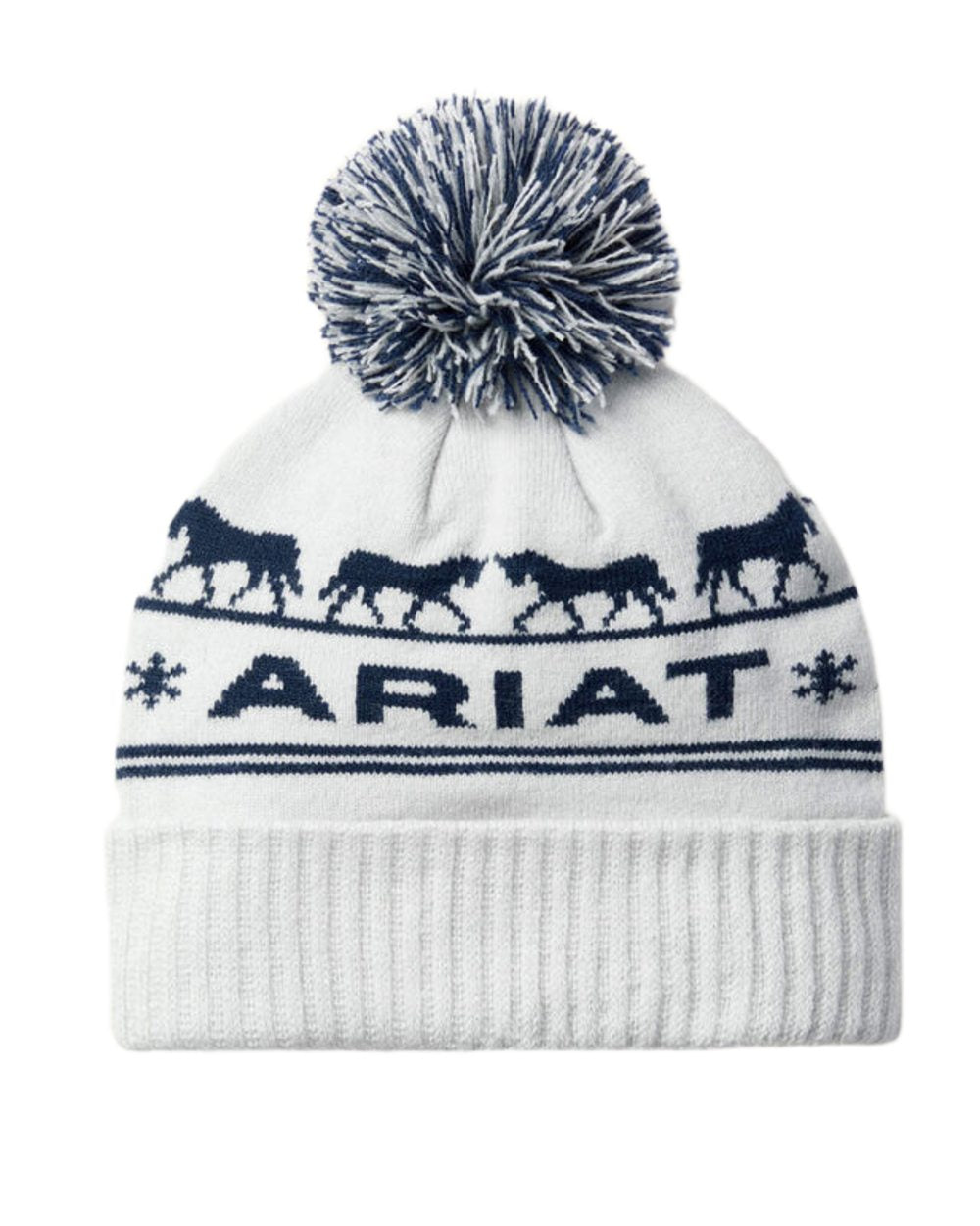 Off White Coloured Ariat Womens Apres Ski Beanie on white background 