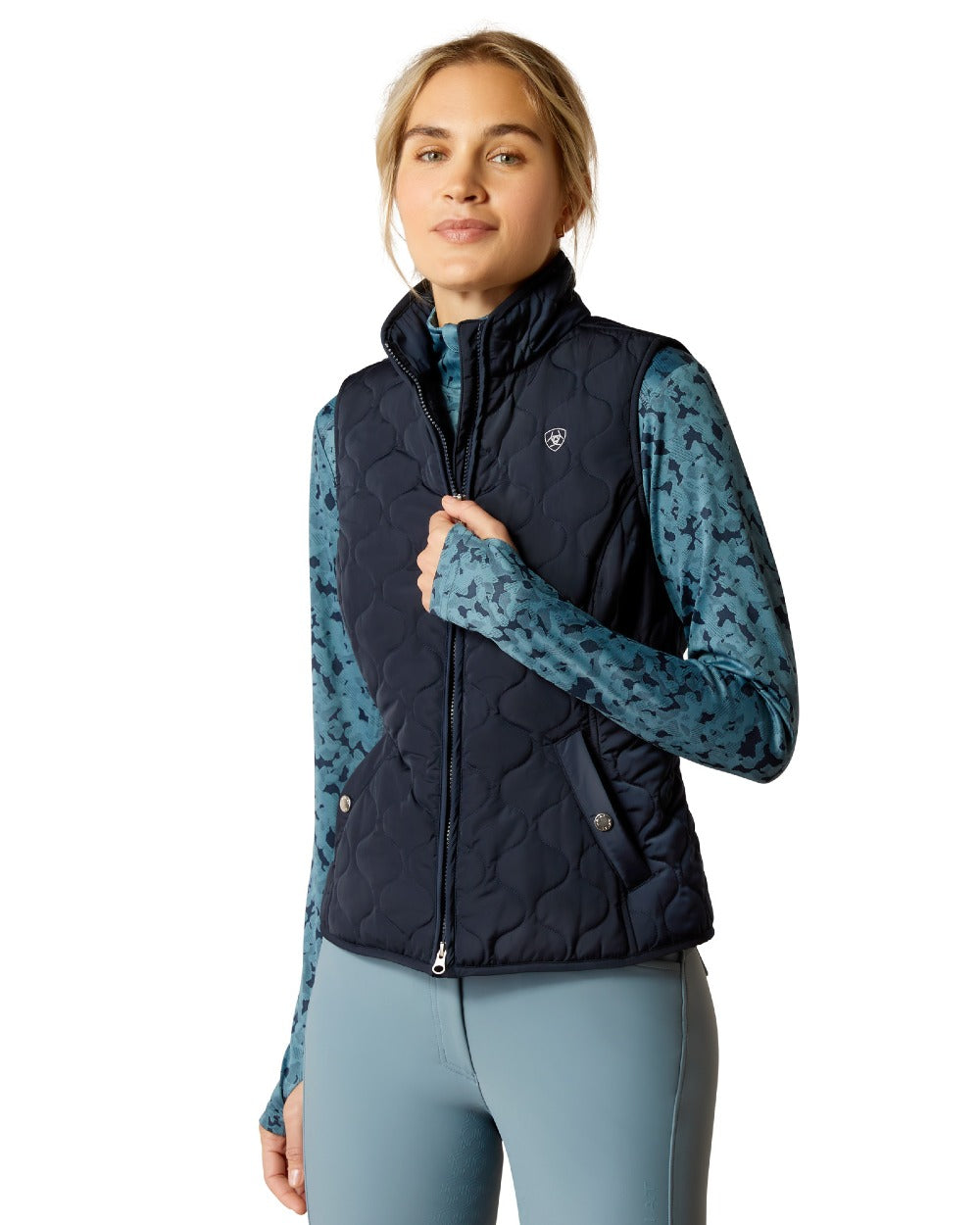 Navy Eclipse coloured Ariat Womens Ashley 2.0 Insulated Vest on white background 