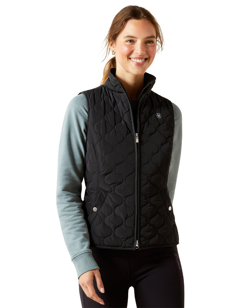Black Coloured Ariat Womens Ashley 2.0 Insulated Vest on white background 