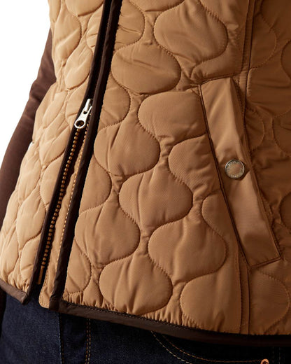 Tigers Eye Coloured Ariat Womens Ashley 2.0 Insulated Vest on white background 