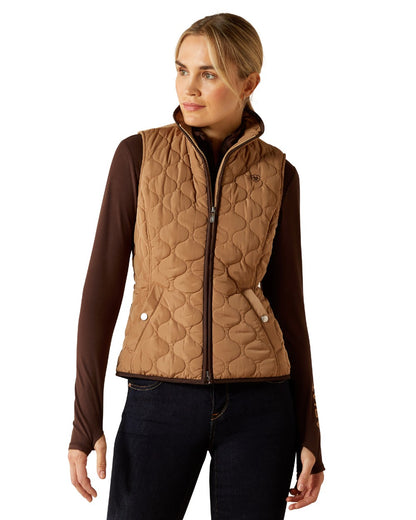 Tigers Eye Coloured Ariat Womens AshleAy 2.0 Insulated Vest on white background 