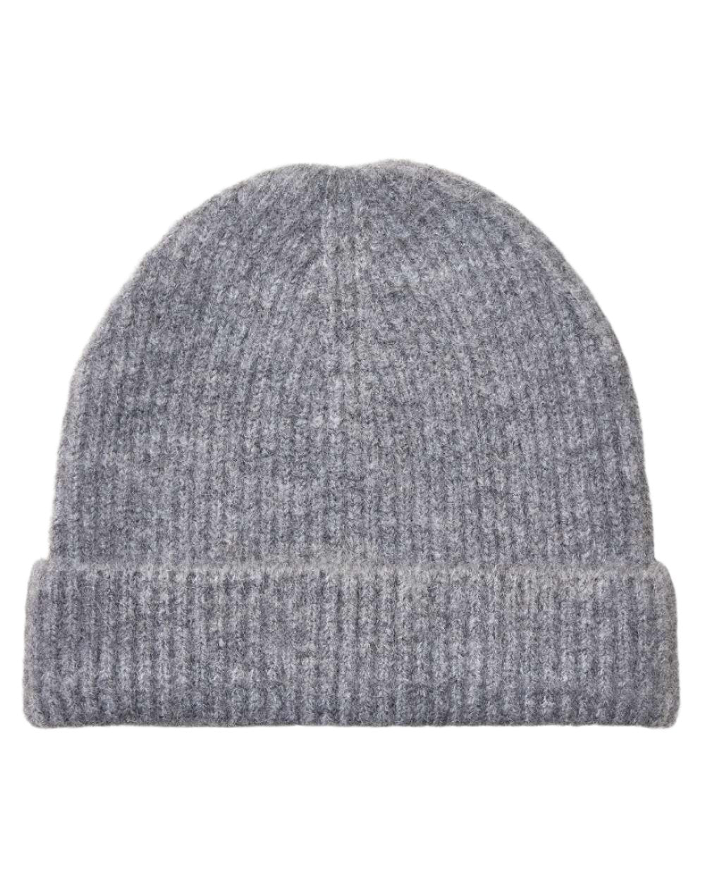 Heather Grey Coloured Ariat Womens Ashwell Beanie on white background 