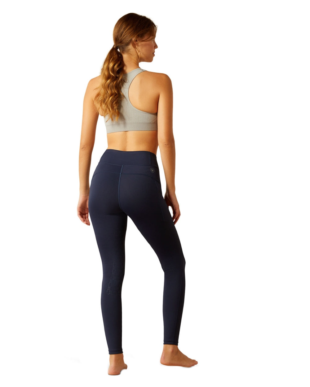 Navy Coloured Ariat Womens Avail 2.0 Half Grip Tights on white background 