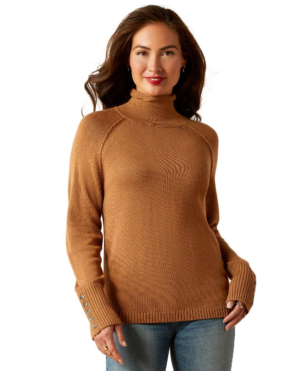 Camel coloured Ariat Womens Bahia Sweater on white background 