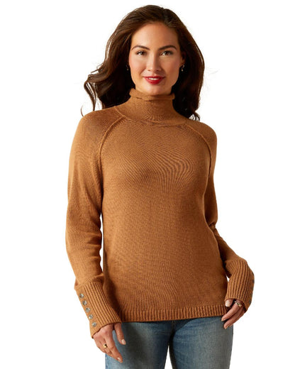 Camel coloured Ariat Womens Bahia Sweater on white background 