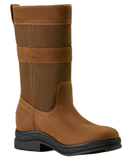 Baked Brown coloured Ariat Womens Bampton Waterproof Boots on white background 