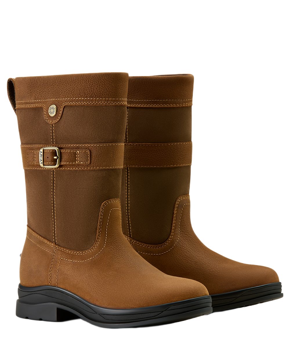 Baked Brown coloured Ariat Womens Bampton Waterproof Boots on white background 