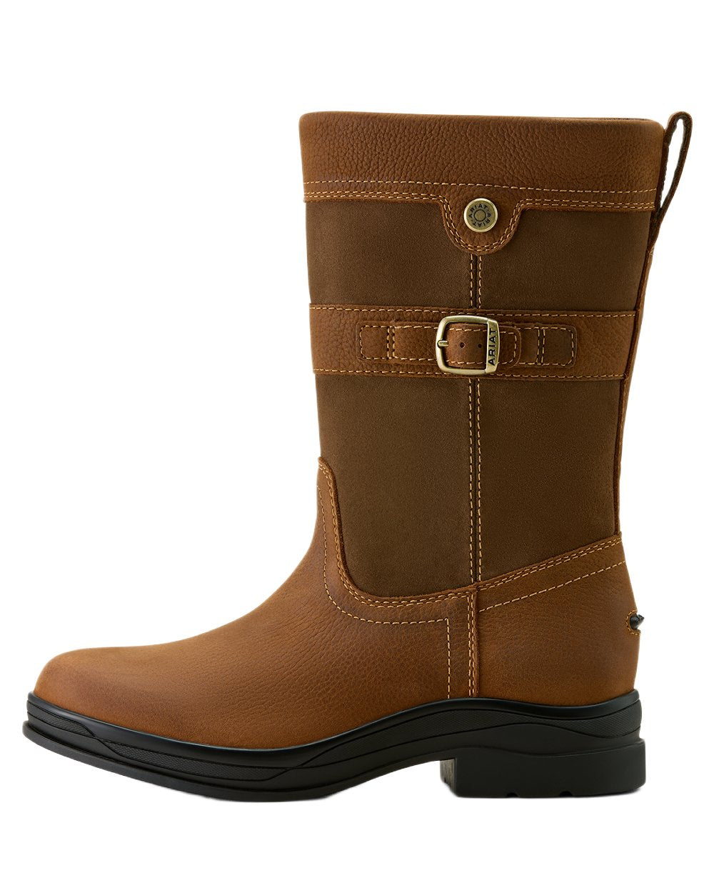 Baked Brown coloured Ariat Womens Bampton Waterproof Boots on white background 