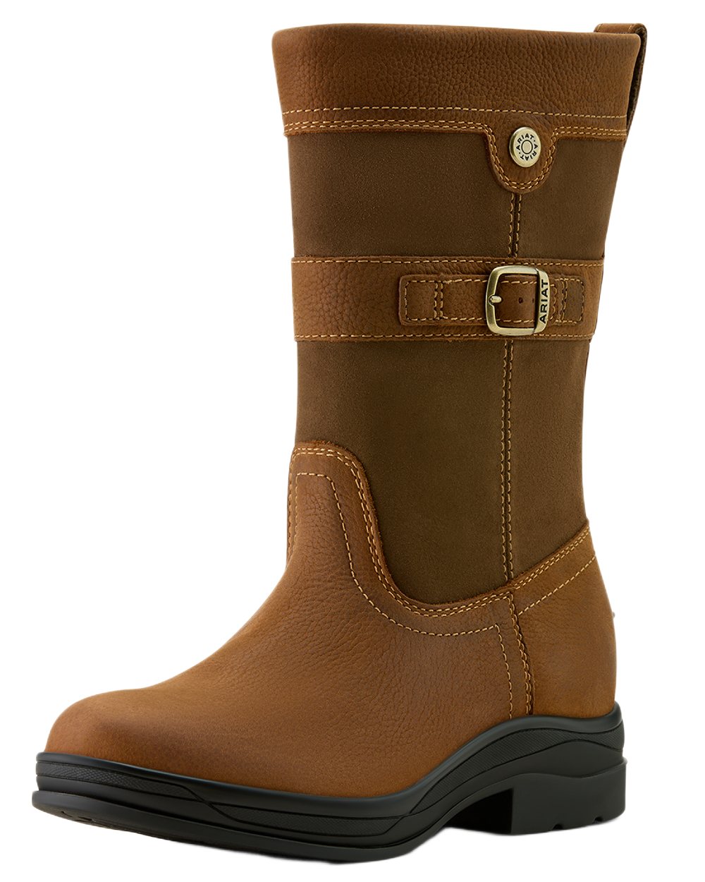 Baked Brown coloured Ariat Womens Bampton Waterproof Boots on white background 
