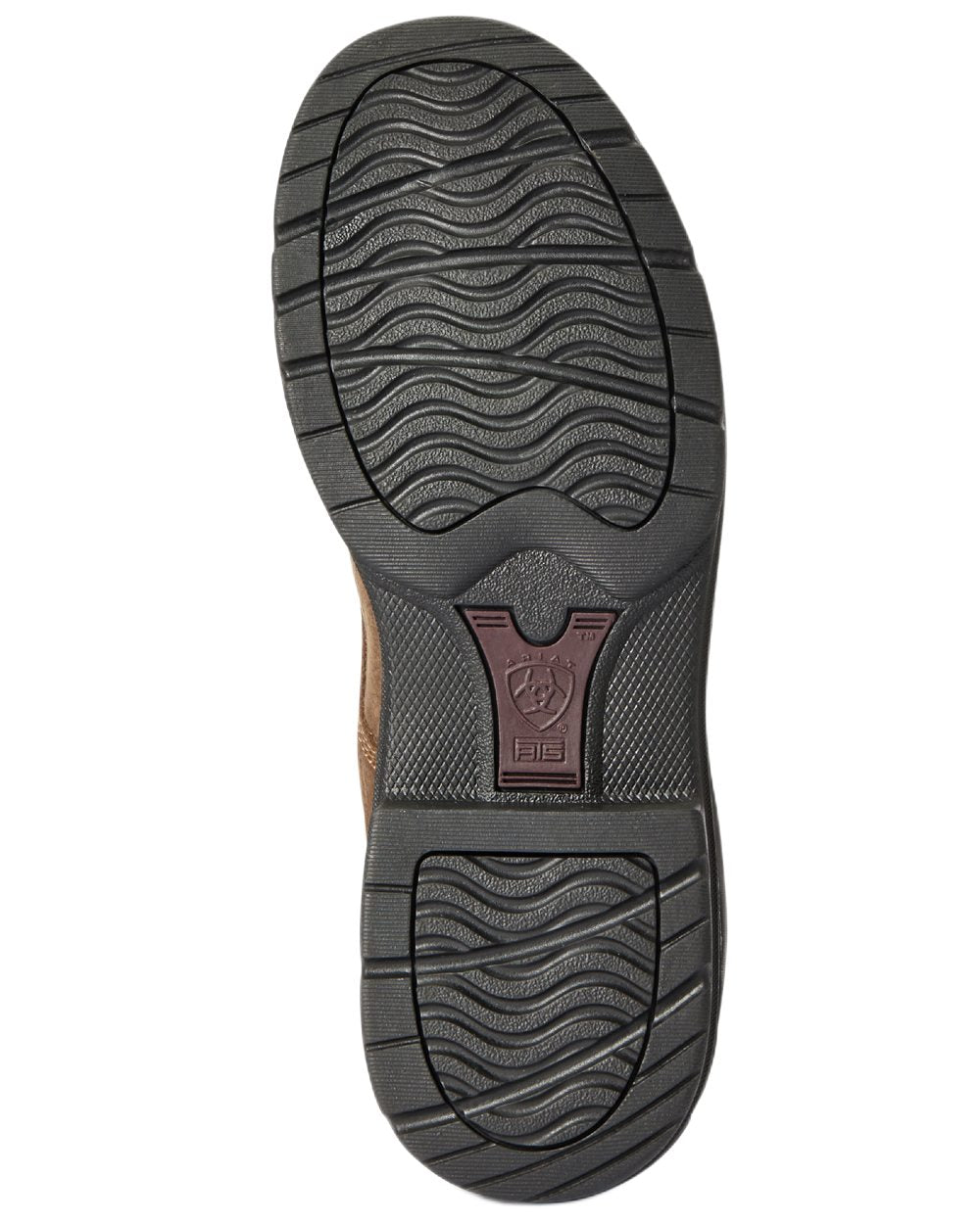 Antique Brown coloured Ariat Womens Barnyard Twin Gore II Waterproof Boot on white background 