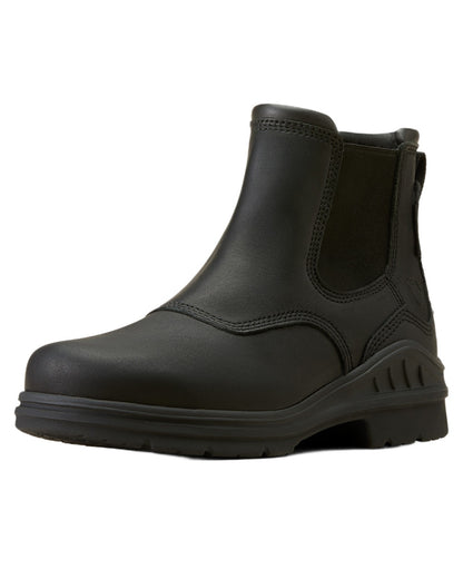 Black coloured Ariat Womens Barnyard Twin Gore II Waterproof Boot on white background 