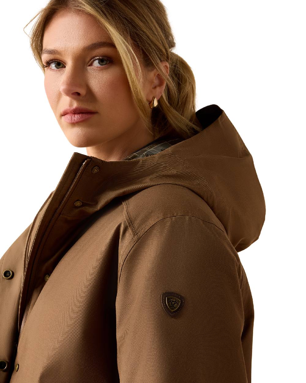 Malt colour Ariat Womens Barrowmere Waterproof Insulated Parka on white background 