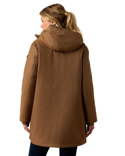 Malt colour Ariat Womens Barrowmere Waterproof Insulated Parka on white background 