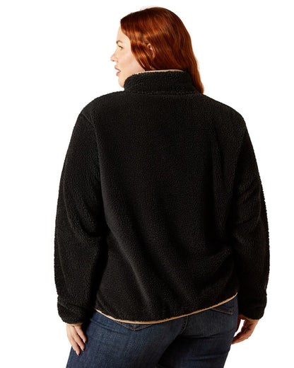 Black Coloured Ariat Womens Berber Snap Front Sweatshirt on white background 