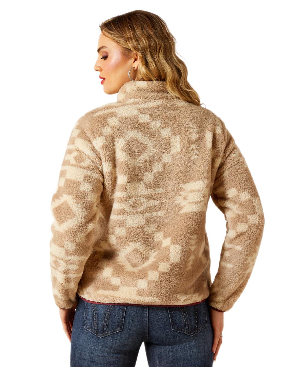 Lone Ridge Print Coloured Ariat Womens Berber Snap Front Sweatshirt on white background 