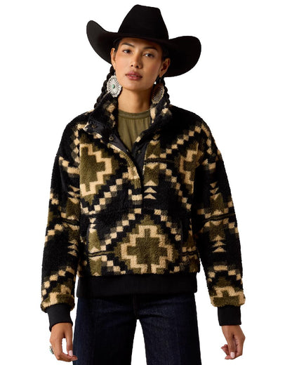 Gambit Southwest Print coloured Ariat Womens Berber Sweatshirt on white background 