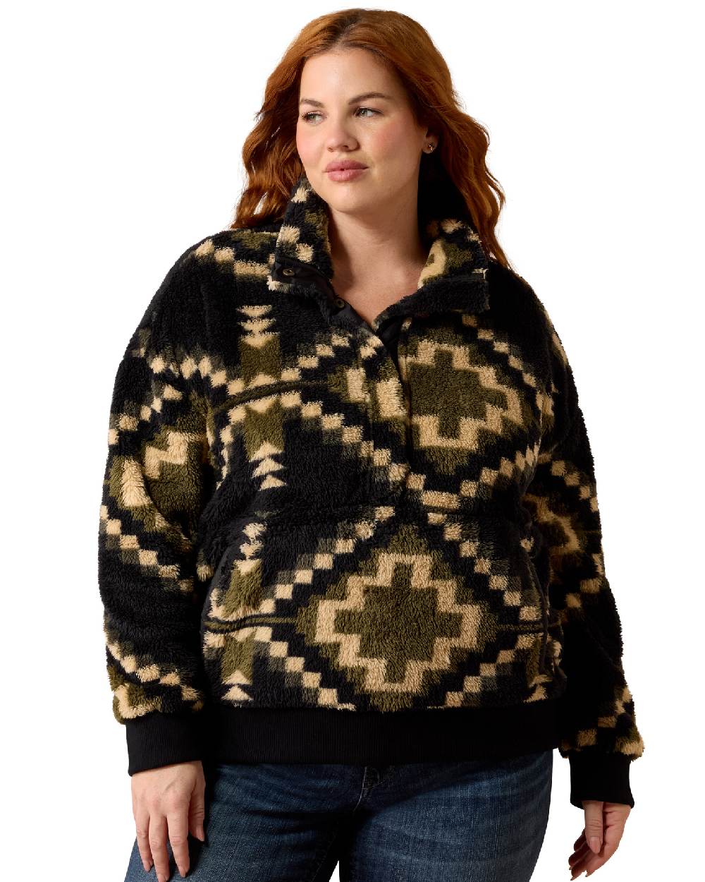 Gambit Southwest Print coloured Ariat Womens Berber Sweatshirt on white background 