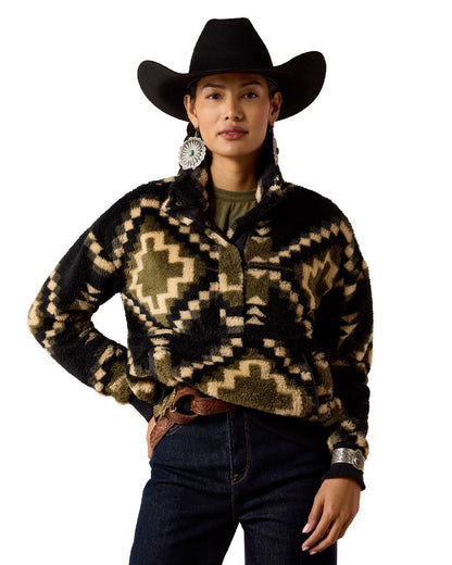 Gambit Southwest Print coloured Ariat Womens Berber Sweatshirt on white background 
