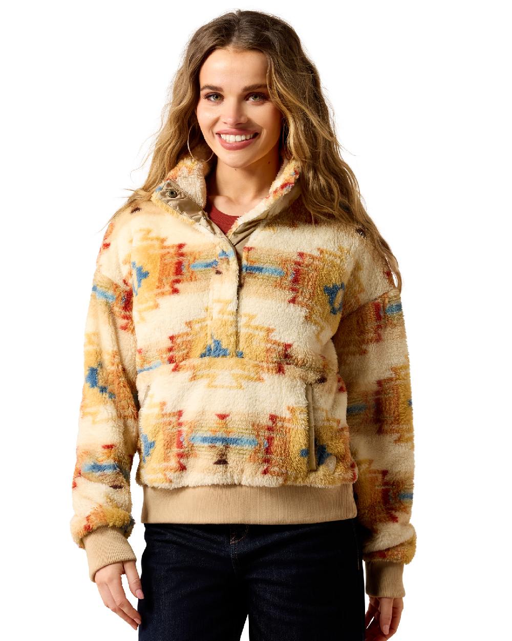Sonoma Southwest Print coloured Ariat Womens Berber Sweatshirt on white background 