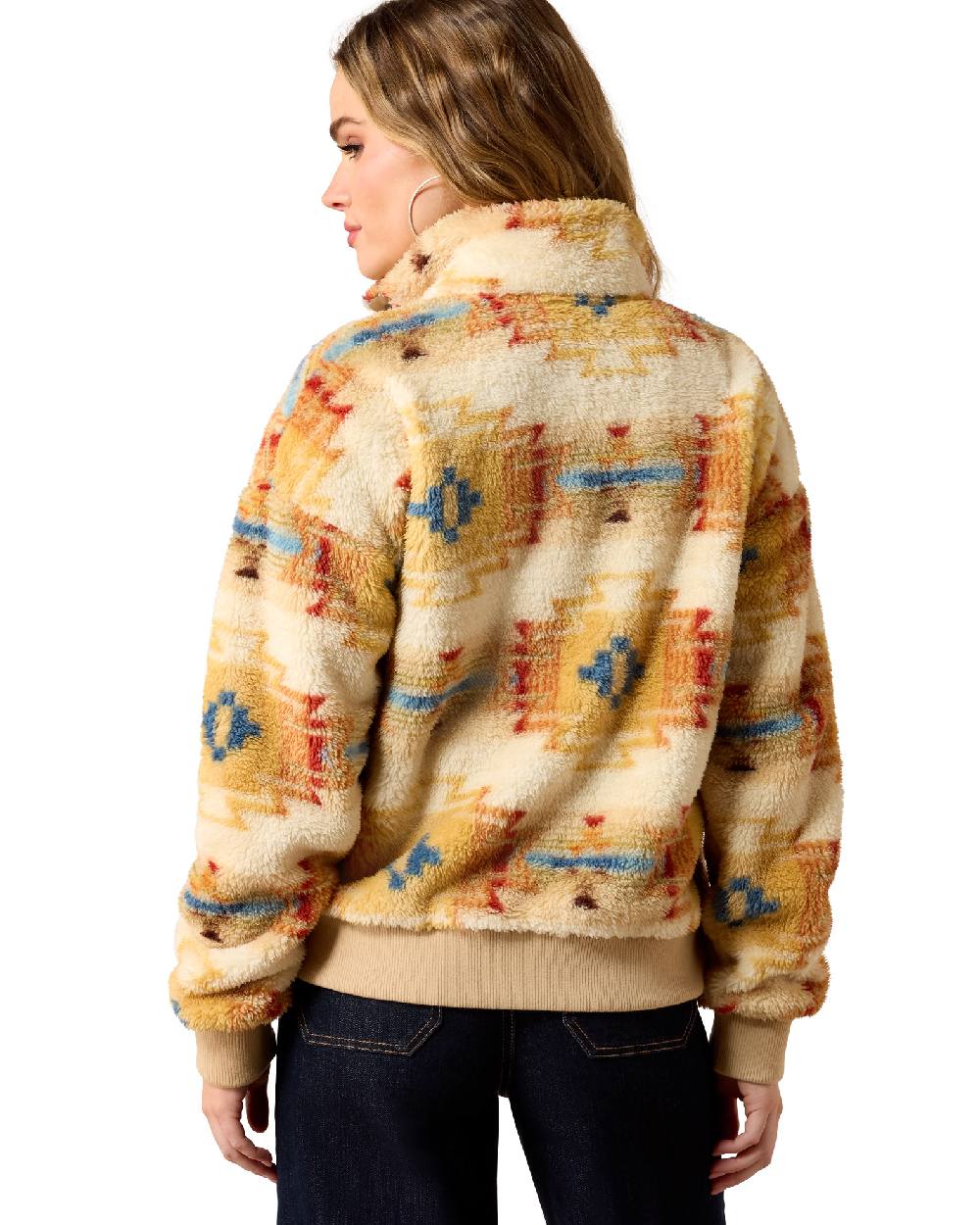 Sonoma Southwest Print coloured Ariat Womens Berber Sweatshirt on white background 