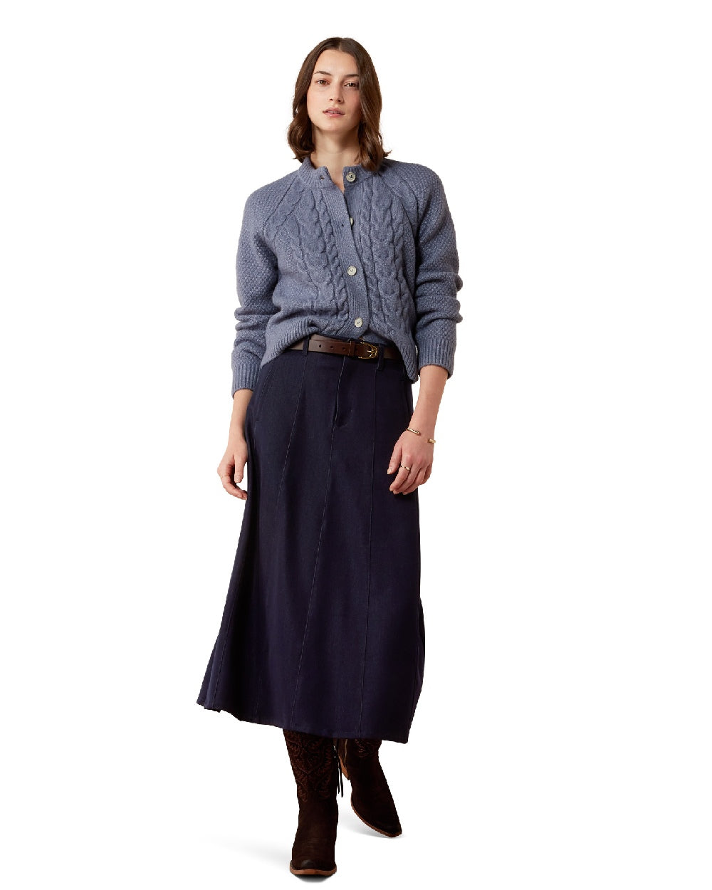 Flintstone coloured Ariat Womens Brackenwood Sweater on white background 