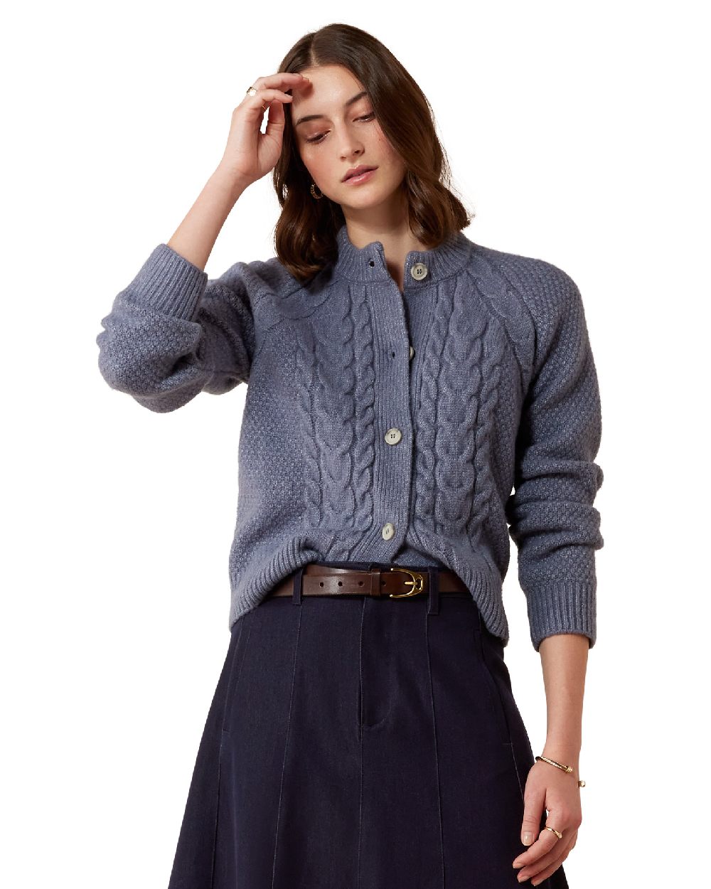 Flintstone coloured Ariat Womens Brackenwood Sweater on white background 