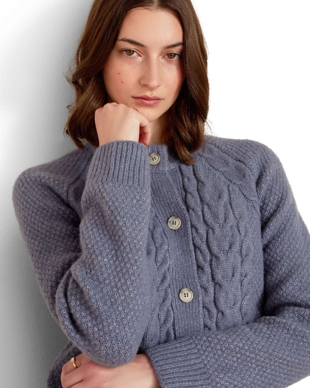 Flintstone coloured Ariat Womens Brackenwood Sweater on white background 