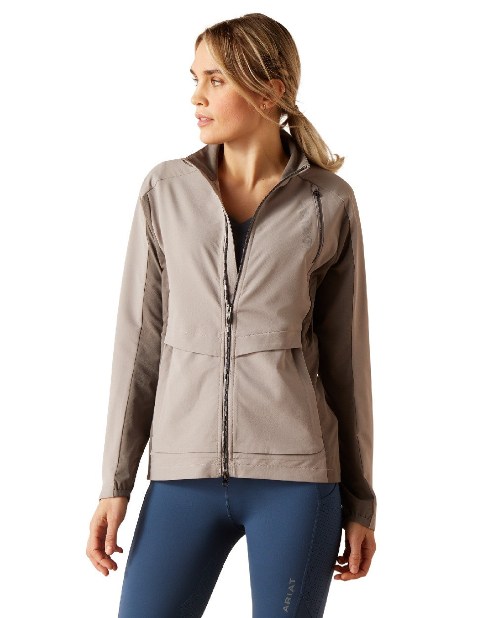 Zinc Coloured Ariat Womens Breathe Deep Jacket on white background 