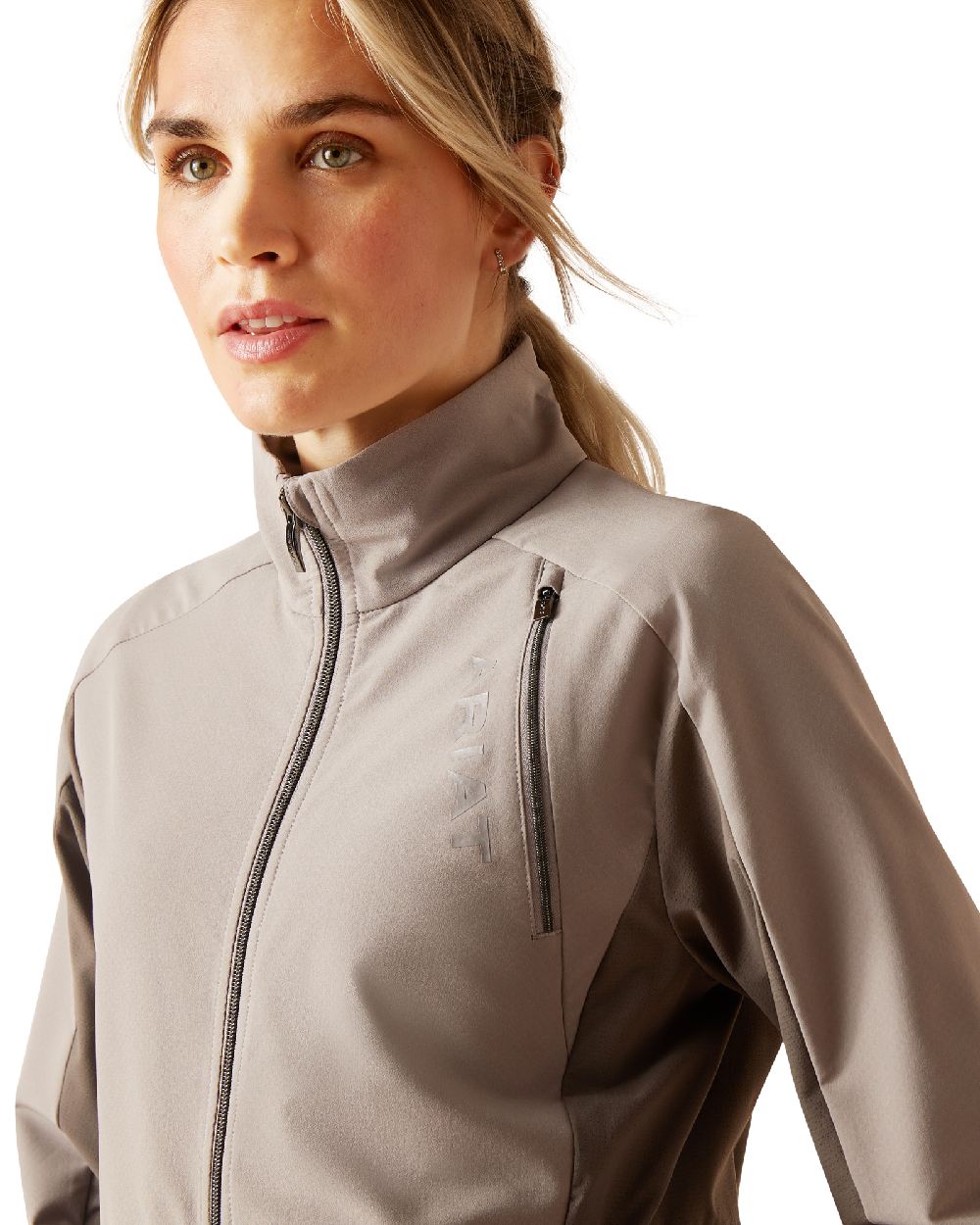 Zinc Coloured Ariat Womens Breathe Deep Jacket on white background 