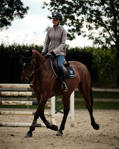 Zinc Coloured Ariat Womens Breathe Deep Jacket on forest background 