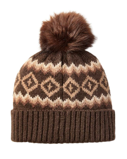 Chocolate Brown Coloured Ariat Womens Bristol Beanie on white background 