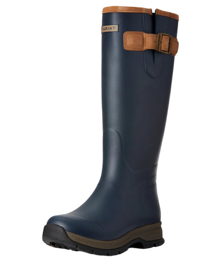 Navy coloured Ariat Womens Burford Wellington Boots on white background 