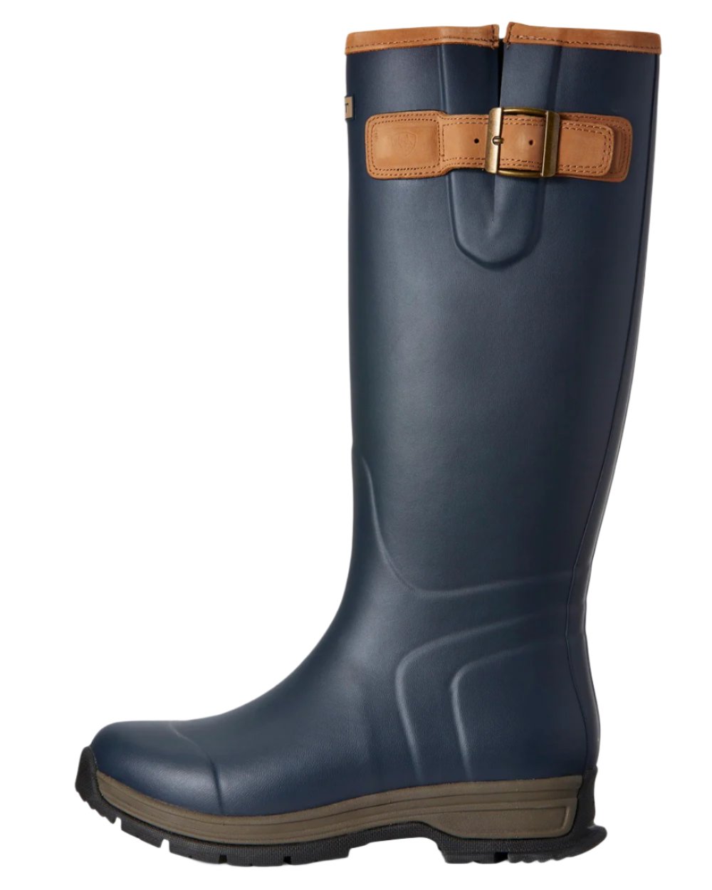 Navy coloured Ariat Womens Burford Wellington Boots on white background 