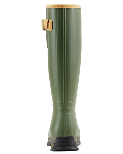 Olive Green coloured Ariat Womens Burford Wellington Boots on white background 