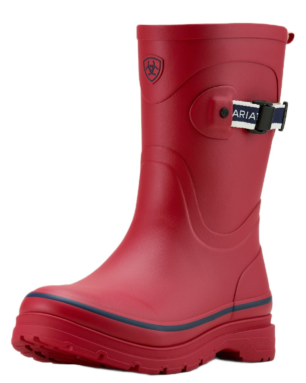 Team Red coloured Ariat Womens Burford Wellington Boots on white background 