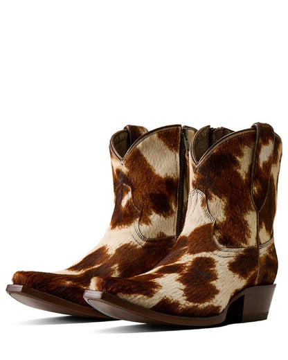Cow Hair On coloured Ariat Womens Cate X Toe Western Boots on white background 