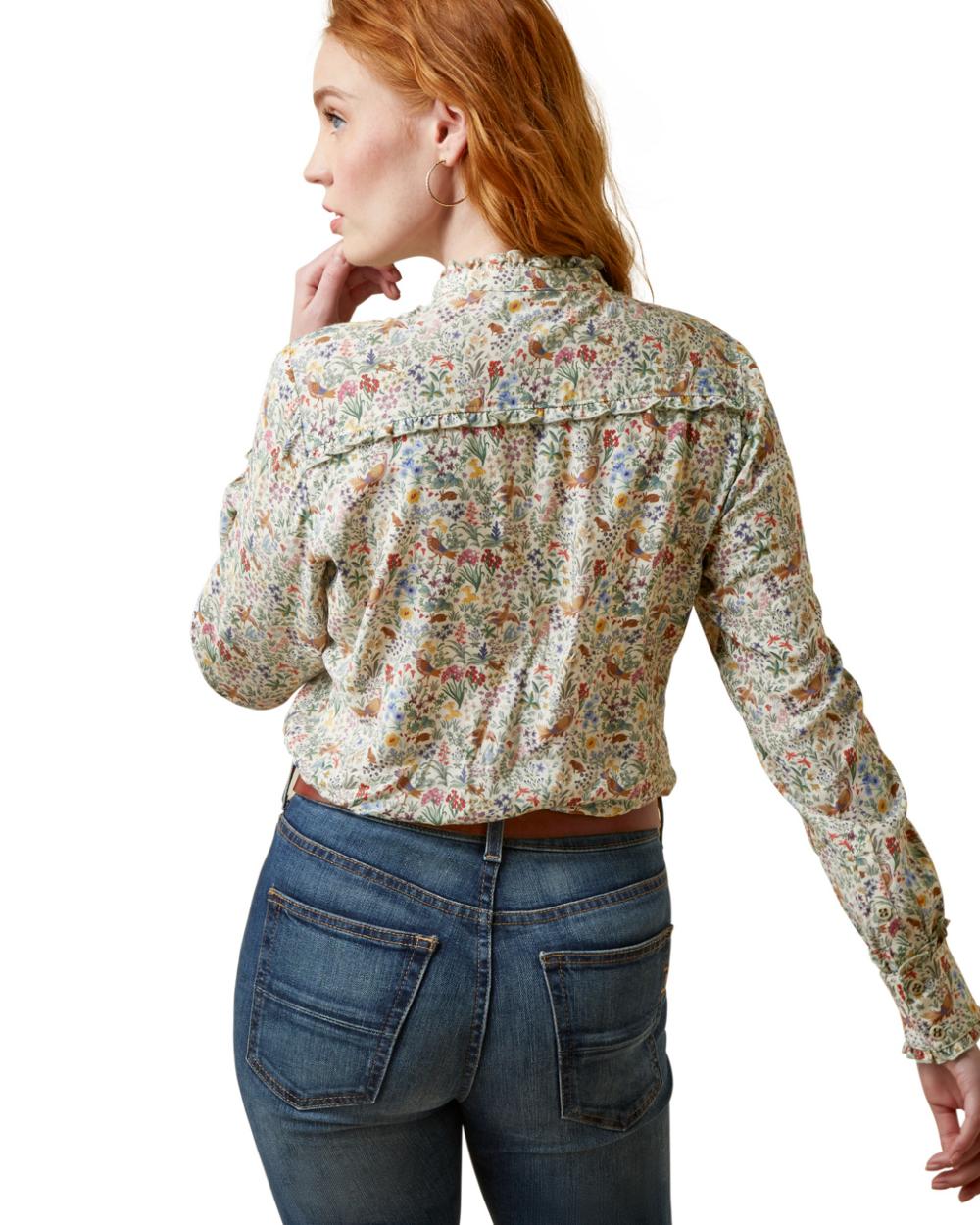 Bird Print Ariat Womens Clarion Blouse on White background 