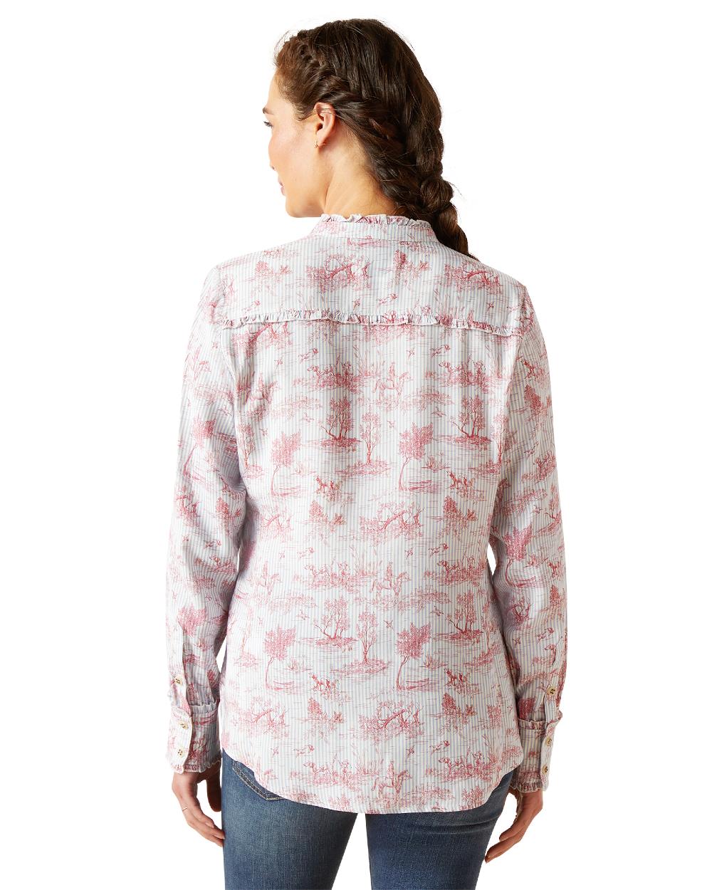 Blue Toile Ariat Womens Clarion Blouse on White background 