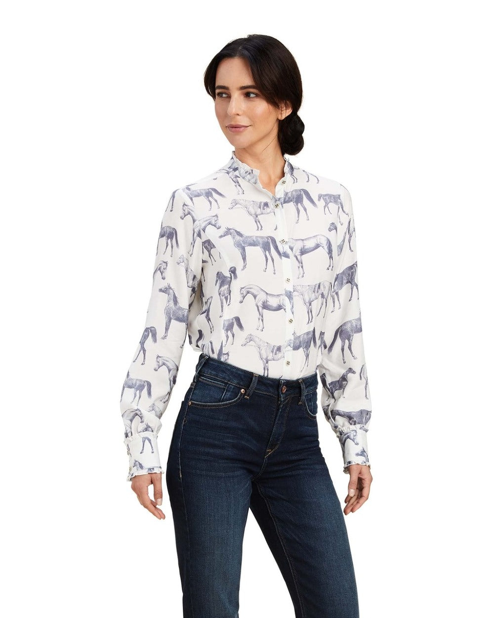 Hand Print Ariat Womens Clarion Blouse on White background 